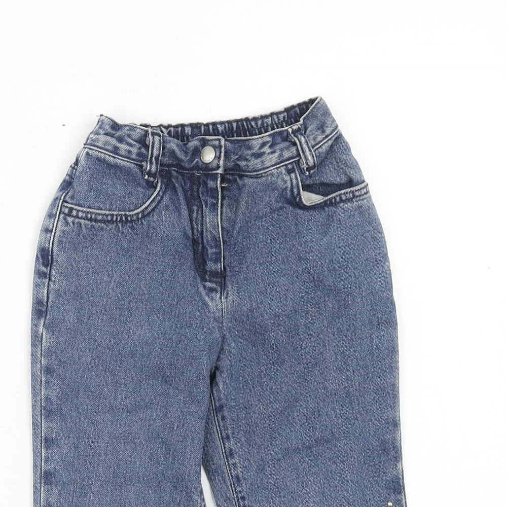 Preworn Girls Black Cotton Straight Jeans Size 2 Years Regular Zip