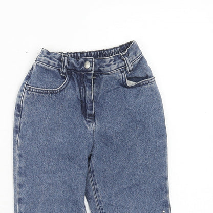 Preworn Girls Black Cotton Straight Jeans Size 2 Years Regular Zip