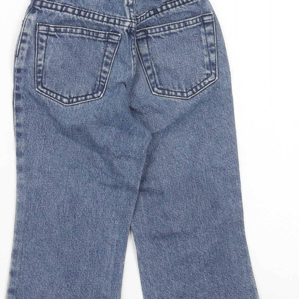 Preworn Girls Black Cotton Straight Jeans Size 2 Years Regular Zip