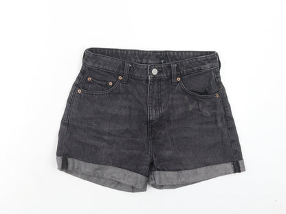 Weekday Womens Black Cotton Boyfriend Shorts Size 8 Regular Zip