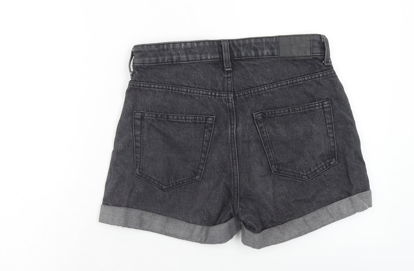 Weekday Womens Black Cotton Boyfriend Shorts Size 8 Regular Zip
