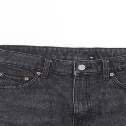 Weekday Womens Black Cotton Boyfriend Shorts Size 8 Regular Zip