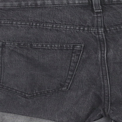 Weekday Womens Black Cotton Boyfriend Shorts Size 8 Regular Zip
