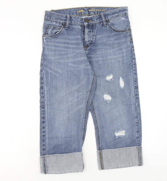 Lee Womens Blue Cotton Straight Jeans Size 30 in Regular Button