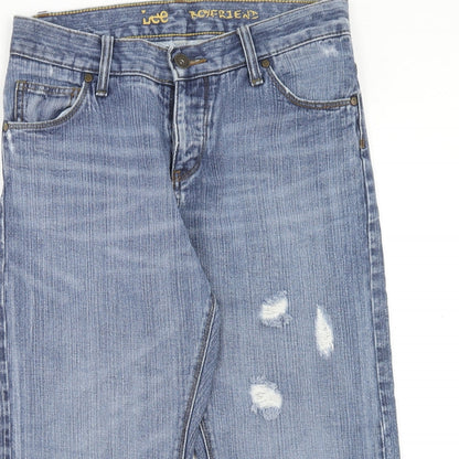 Lee Womens Blue Cotton Straight Jeans Size 30 in Regular Button