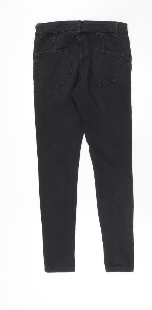 Denim & Co. Womens Black Cotton Skinny Jeans Size 12 Regular Zip