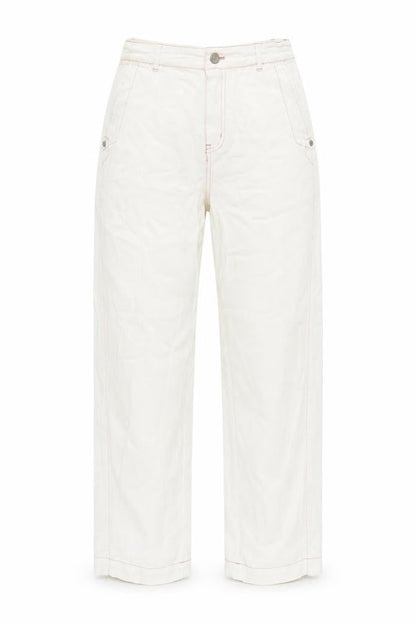 Omont Womens White Cotton Straight Jeans Size S Regular Zip