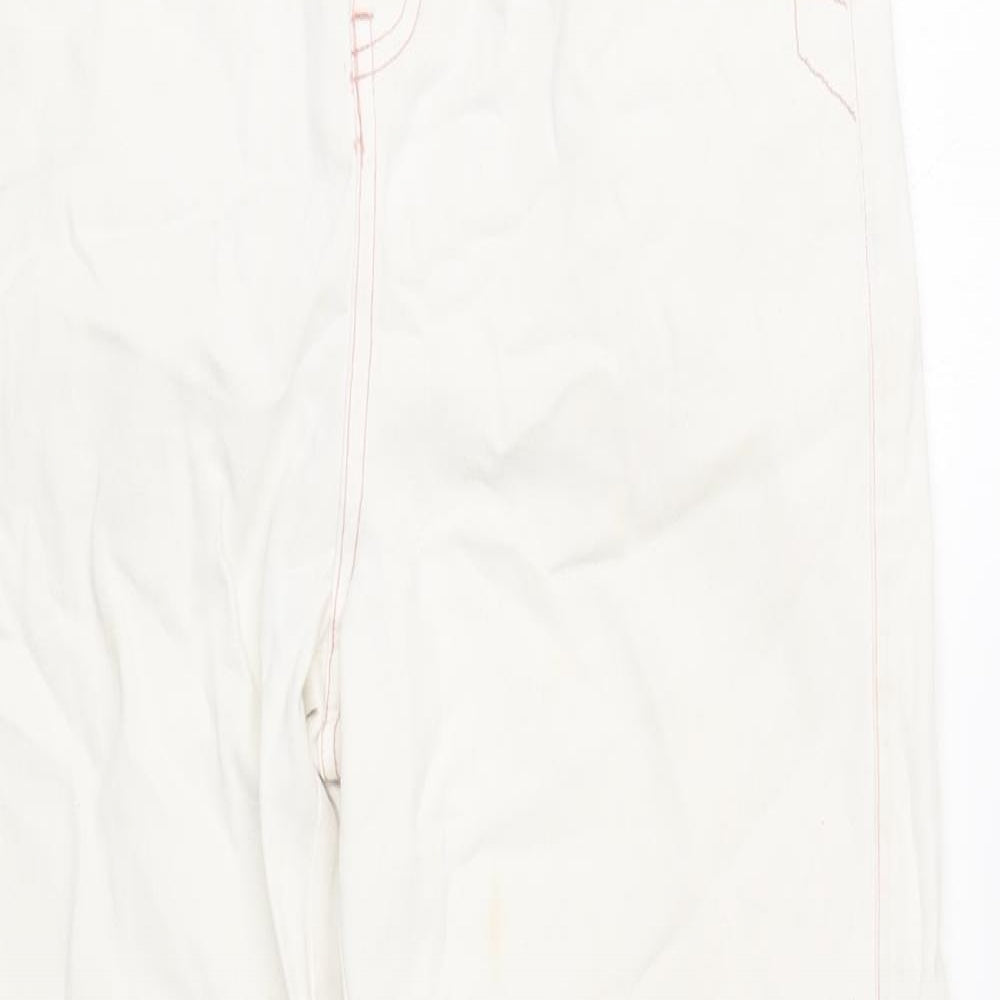 Omont Womens White Cotton Straight Jeans Size S Regular Zip