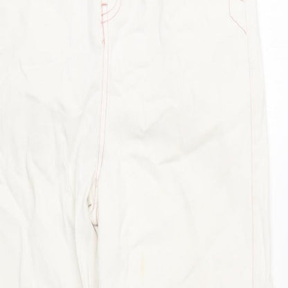 Omont Womens White Cotton Straight Jeans Size S Regular Zip