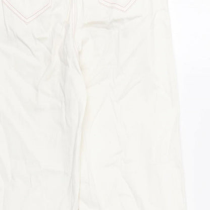 Omont Womens White Cotton Straight Jeans Size S Regular Zip