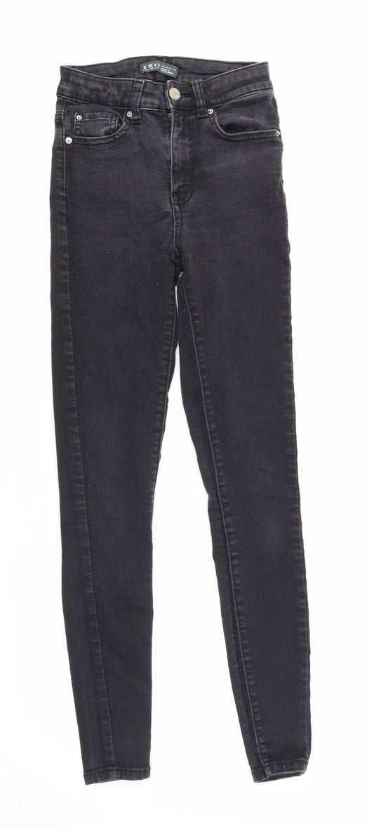 Denim & Co. Womens Black Cotton Skinny Jeans Size 8 Regular Zip - Waist 22 Inches