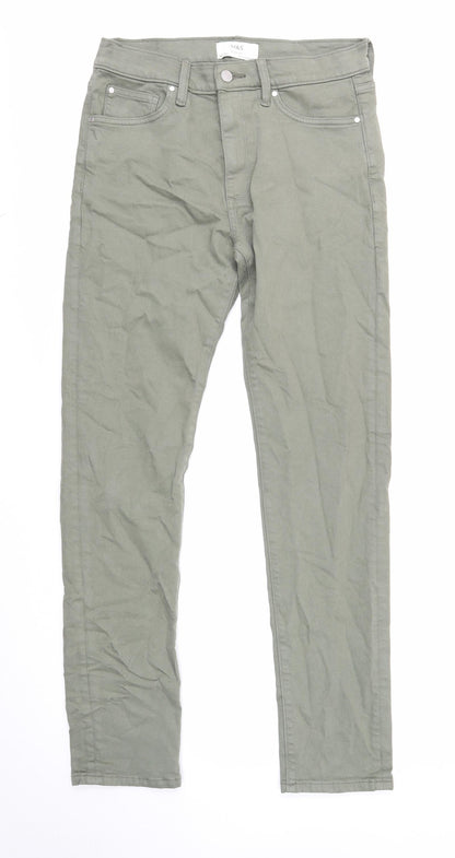 Marks and Spencer Mens Green Cotton Skinny Jeans Size 30 in L33 in Regular Zip