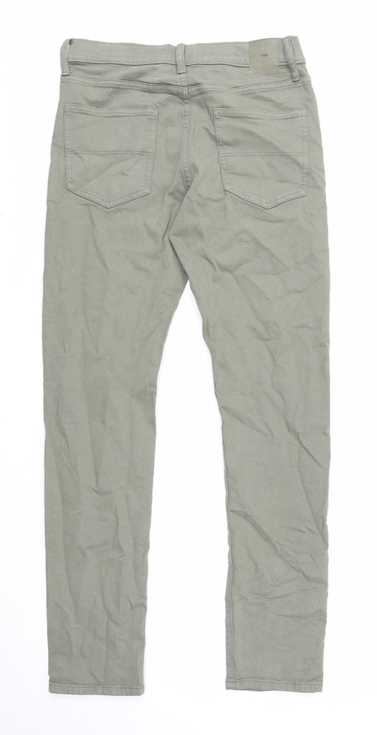 Marks and Spencer Mens Green Cotton Skinny Jeans Size 30 in L33 in Regular Zip