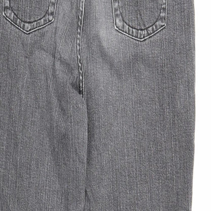 Per Una Womens Grey Cotton Straight Jeans Size 12 Regular Zip
