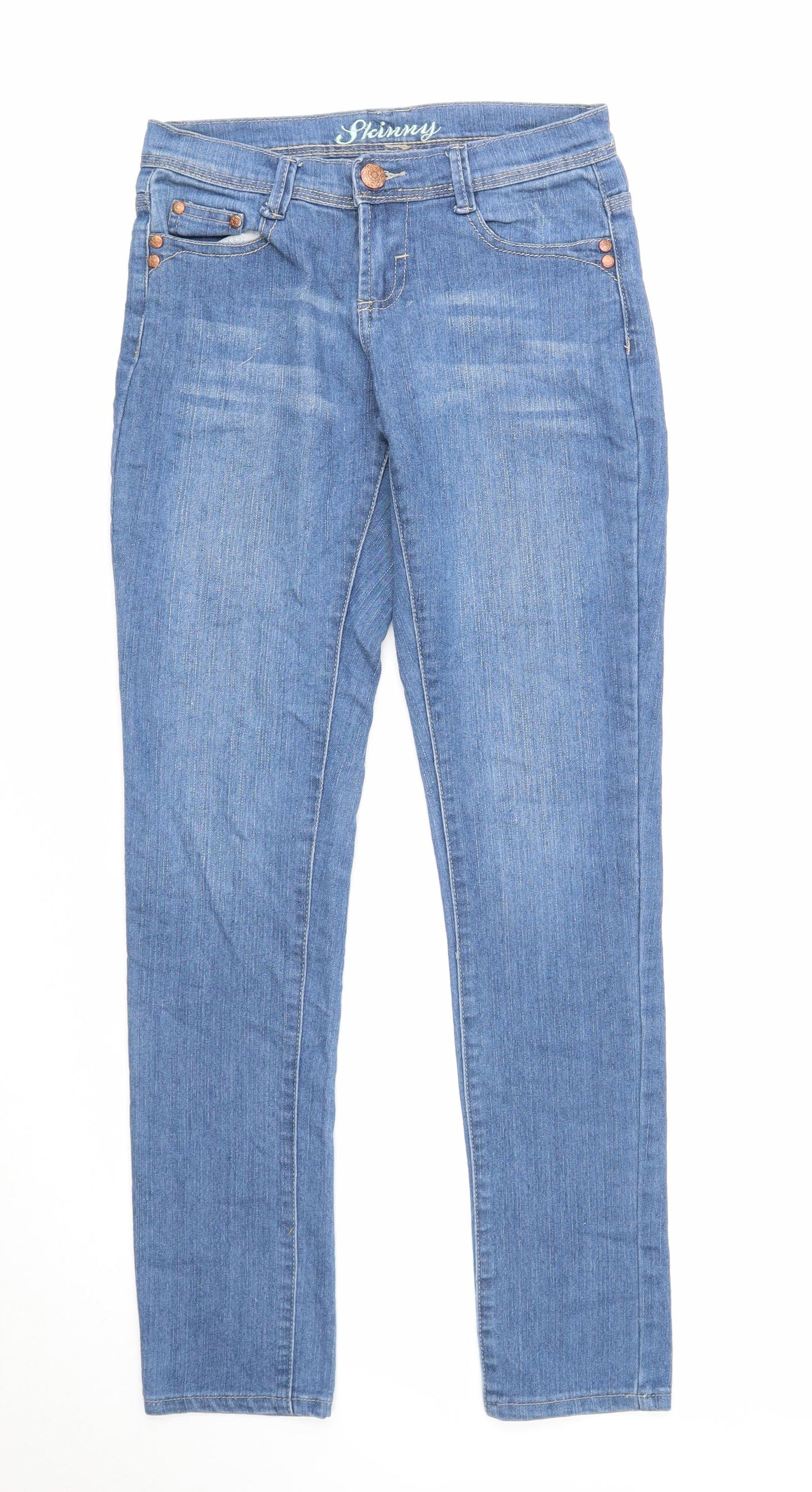 Denim & Co. Womens Blue Cotton Skinny Jeans Size 8 Regular Zip