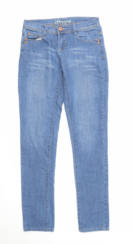 Denim & Co. Womens Blue Cotton Skinny Jeans Size 8 Regular Zip