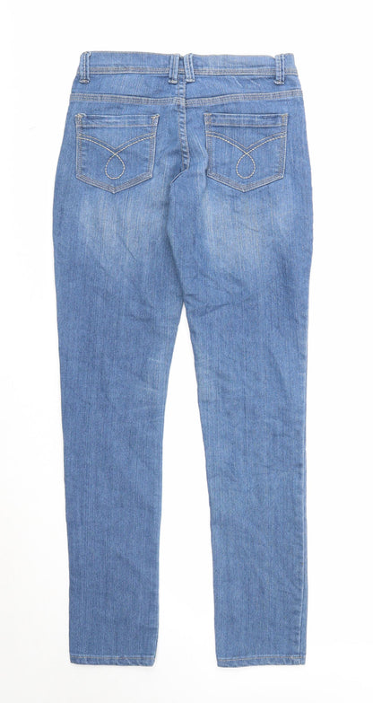 Denim & Co. Womens Blue Cotton Skinny Jeans Size 8 Regular Zip