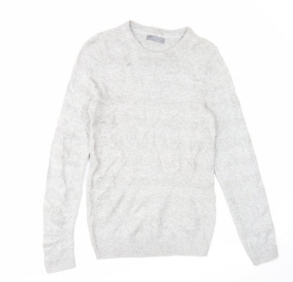 Marks and Spencer Mens Grey Round Neck Acrylic Pullover Jumper Size S Long Sleeve