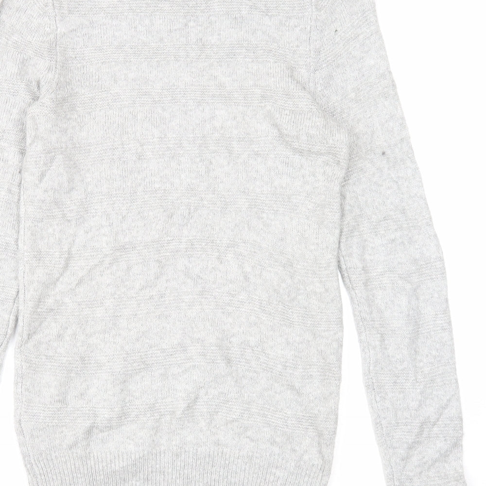 Marks and Spencer Mens Grey Round Neck Acrylic Pullover Jumper Size S Long Sleeve