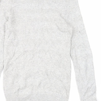 Marks and Spencer Mens Grey Round Neck Acrylic Pullover Jumper Size S Long Sleeve