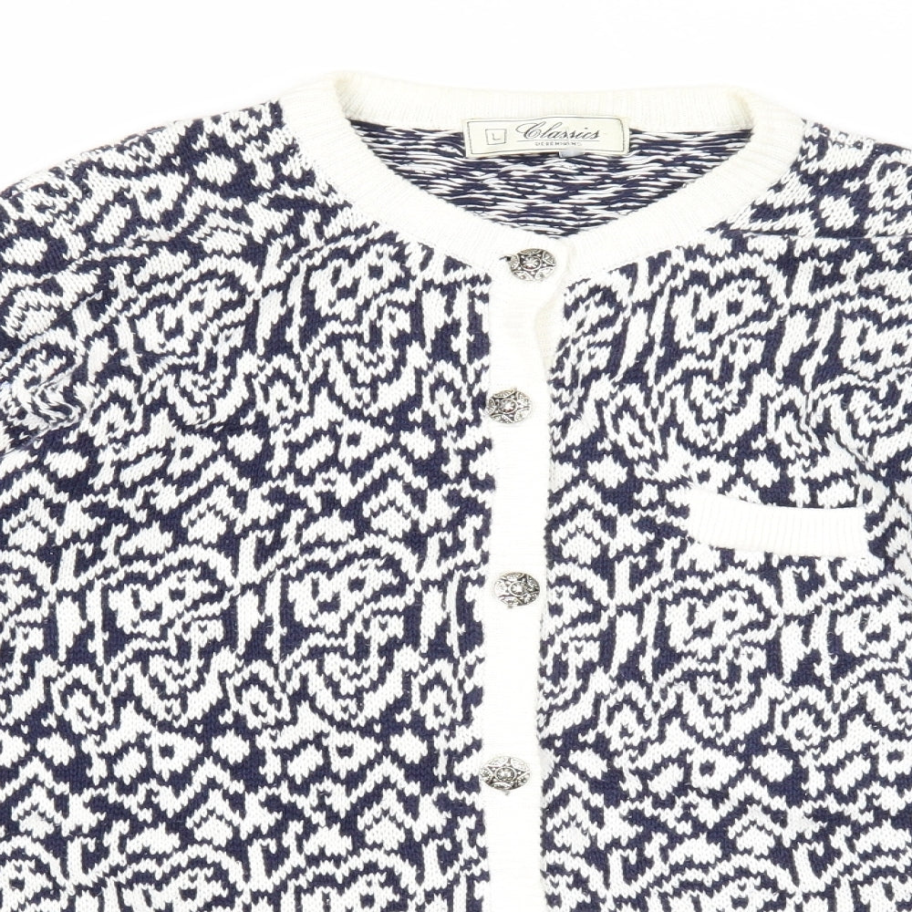 Womens UK Size L Debenhams Blue Cardigan Jumper