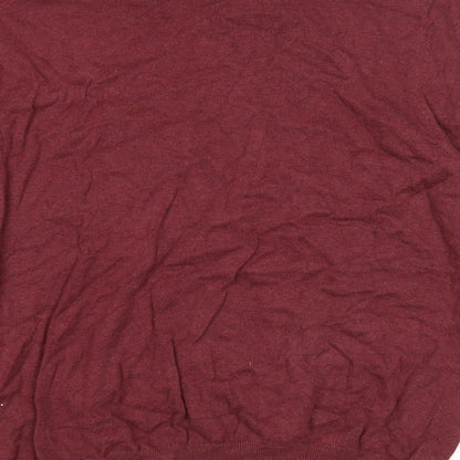 TU Mens Purple V-Neck Cotton Pullover Jumper Size L Long Sleeve