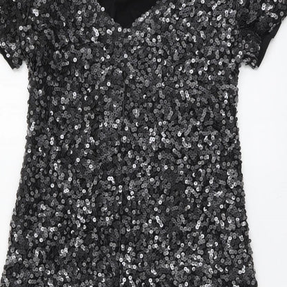 NEXT Womens Grey Polyester Shift Size 10 Boat Neck Pullover