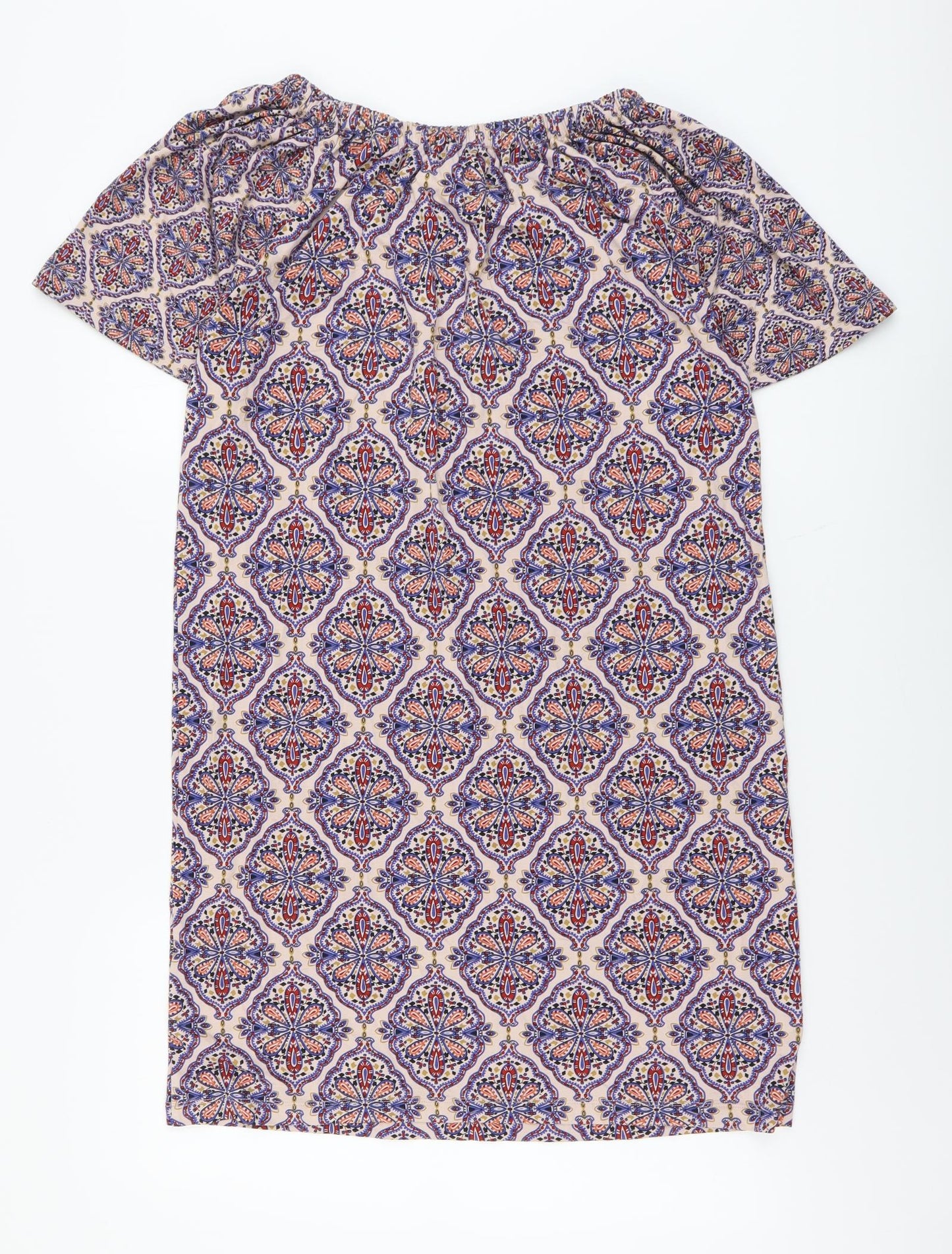 NEXT Womens Multicoloured Geometric Viscose Shift Size 10 Boat Neck Pullover