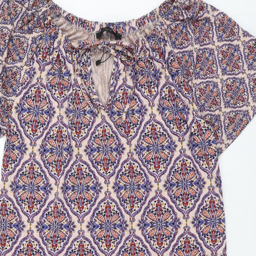 NEXT Womens Multicoloured Geometric Viscose Shift Size 10 Boat Neck Pullover