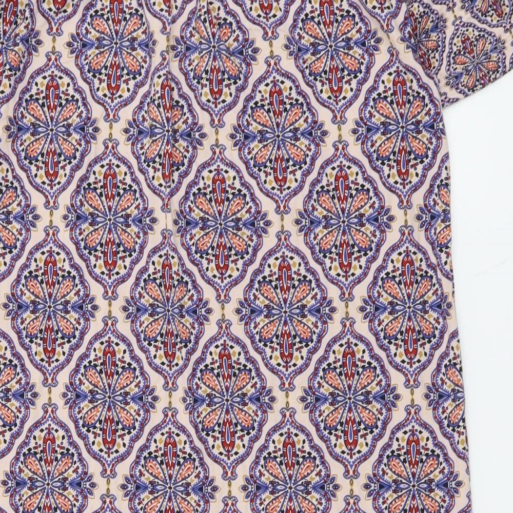 NEXT Womens Multicoloured Geometric Viscose Shift Size 10 Boat Neck Pullover