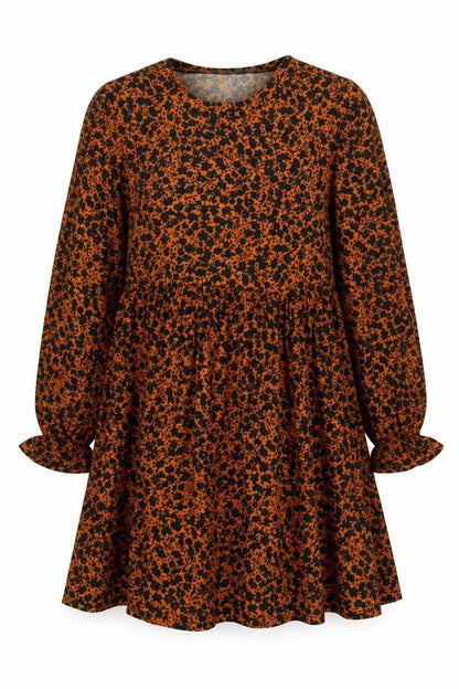 New Look Womens Brown Floral Polyester A-Line Size 4 Round Neck Pullover