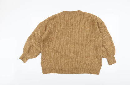 Primark Womens Brown V-Neck Acrylic Pullover Jumper Size XS
