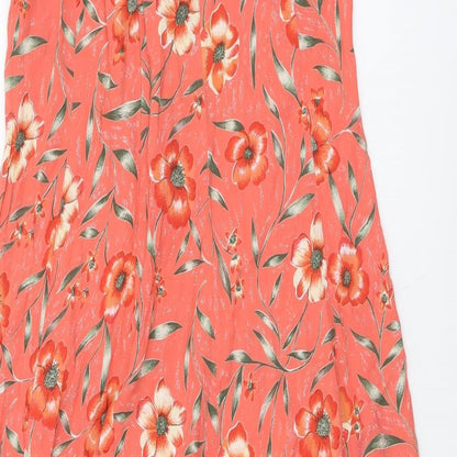 DASH Womens Orange Floral Viscose Maxi Size 10 Round Neck Zip