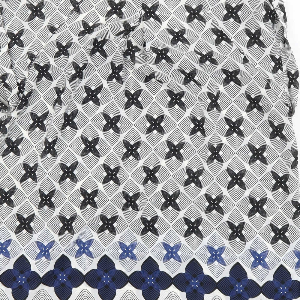 Max Studio Womens Multicoloured Geometric Polyester Basic Blouse Size L Round Neck