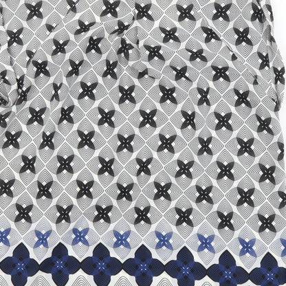 Max Studio Womens Multicoloured Geometric Polyester Basic Blouse Size L Round Neck