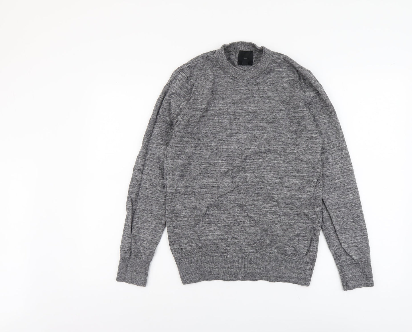 H&M Mens Grey Round Neck Cotton Pullover Jumper Size XS Long Sleeve