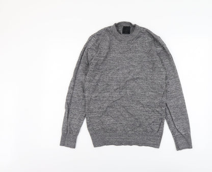 H&M Mens Grey Round Neck Cotton Pullover Jumper Size XS Long Sleeve