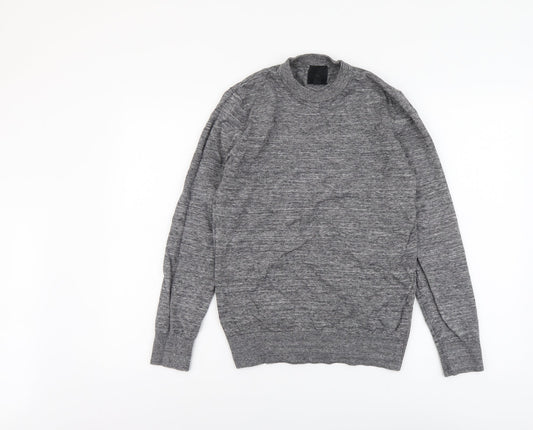 H&M Mens Grey Round Neck Cotton Pullover Jumper Size XS Long Sleeve