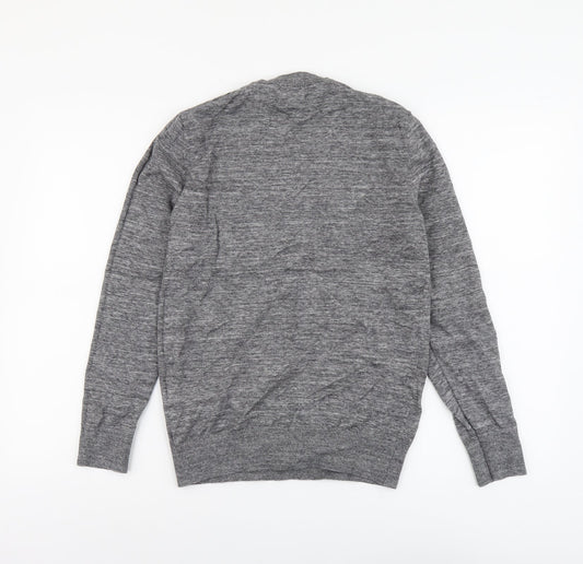 H&M Mens Grey Round Neck Cotton Pullover Jumper Size XS Long Sleeve