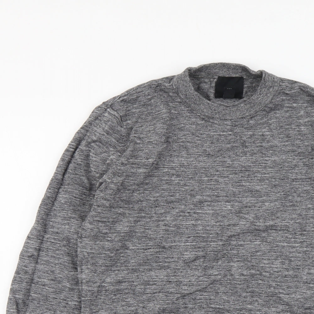 H&M Mens Grey Round Neck Cotton Pullover Jumper Size XS Long Sleeve