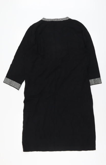 Marks and Spencer Womens Black Viscose A-Line Size 12 Boat Neck Pullover