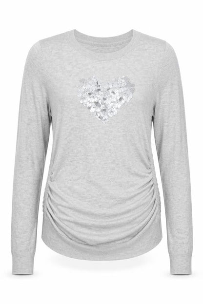H&M Womens Grey Round Neck Acrylic Pullover Jumper Size M - Love Heart