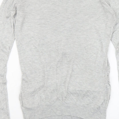 H&M Womens Grey Round Neck Acrylic Pullover Jumper Size M - Love Heart