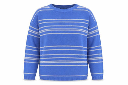 Forever 21 Womens Blue Round Neck Striped Cotton Pullover Jumper Size S