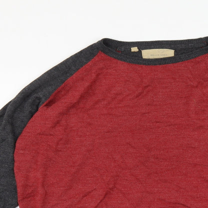 Brave Soul Mens Red Round Neck Acrylic Pullover Jumper Size L Long Sleeve