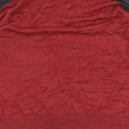 Brave Soul Mens Red Round Neck Acrylic Pullover Jumper Size L Long Sleeve