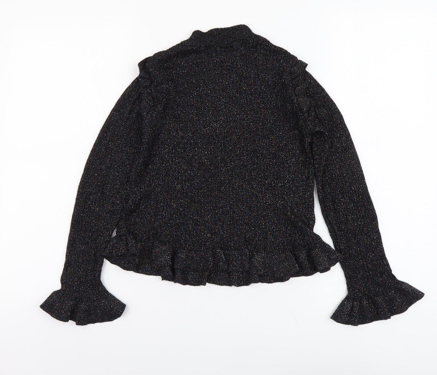 River Island Girls Black Crew Neck Viscose Pullover Jumper Size 9-10 Years Pullover