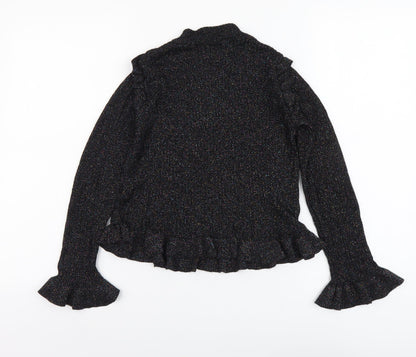 River Island Girls Black Crew Neck Viscose Pullover Jumper Size 9-10 Years Pullover