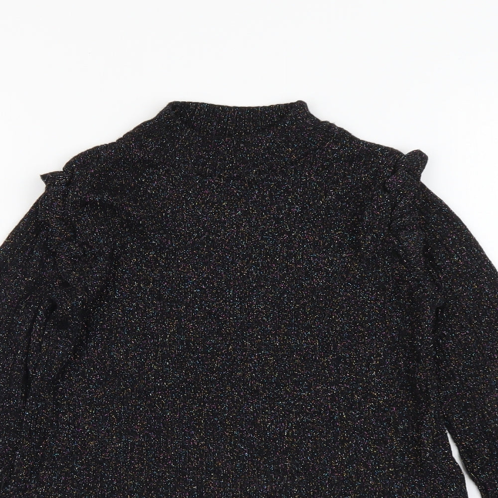 River Island Girls Black Crew Neck Viscose Pullover Jumper Size 9-10 Years Pullover