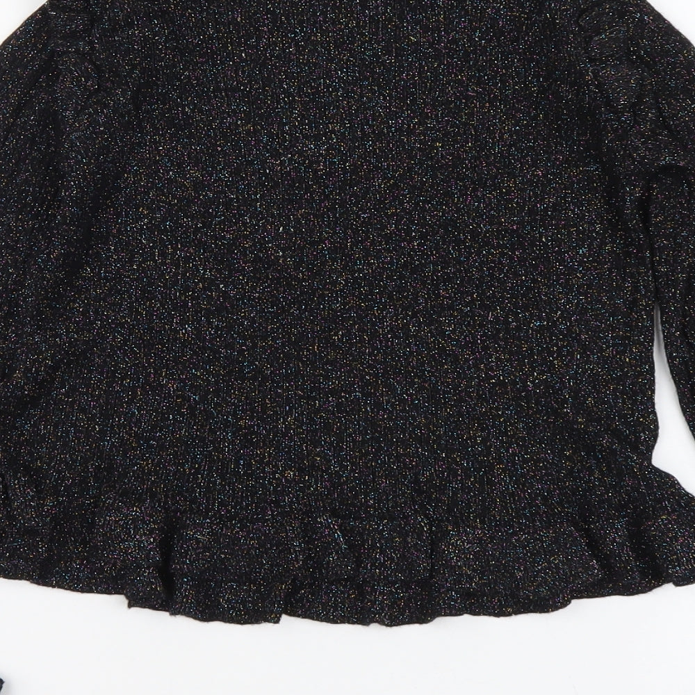 River Island Girls Black Crew Neck Viscose Pullover Jumper Size 9-10 Years Pullover